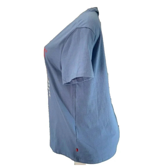 Levi's L Blue Crew Neckline Red Logo Name Graphic Cotton Short Sleeve Tee - Picture 5 of 6